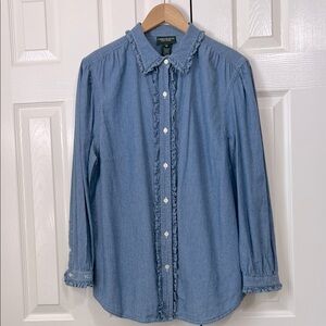 Ralph Lauren Blue Denim Long Sleeve Blouse Sz 1X